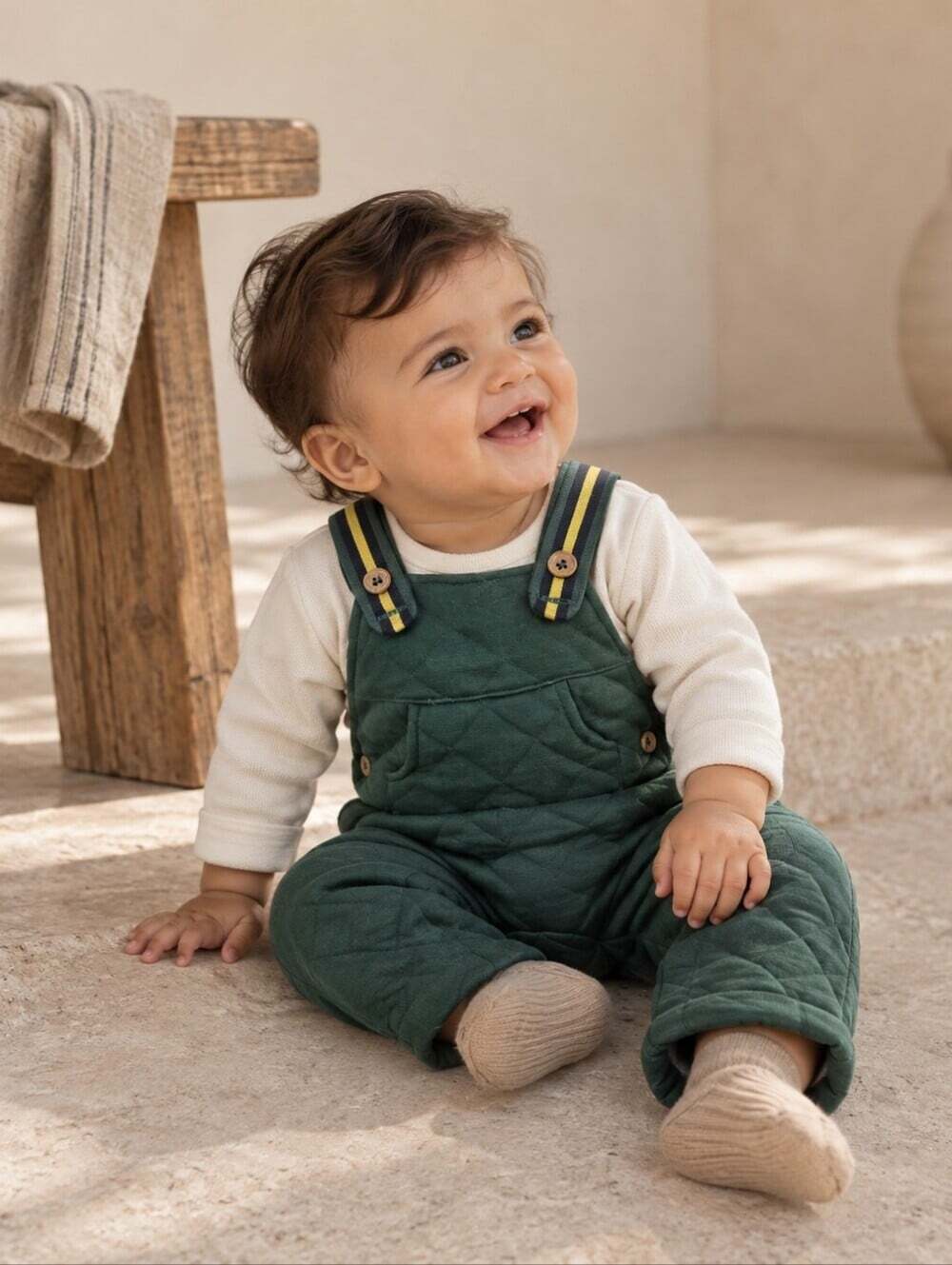 Tommy Bahama Baby Quilted Overalls 6-9M Green Utility Dungarees